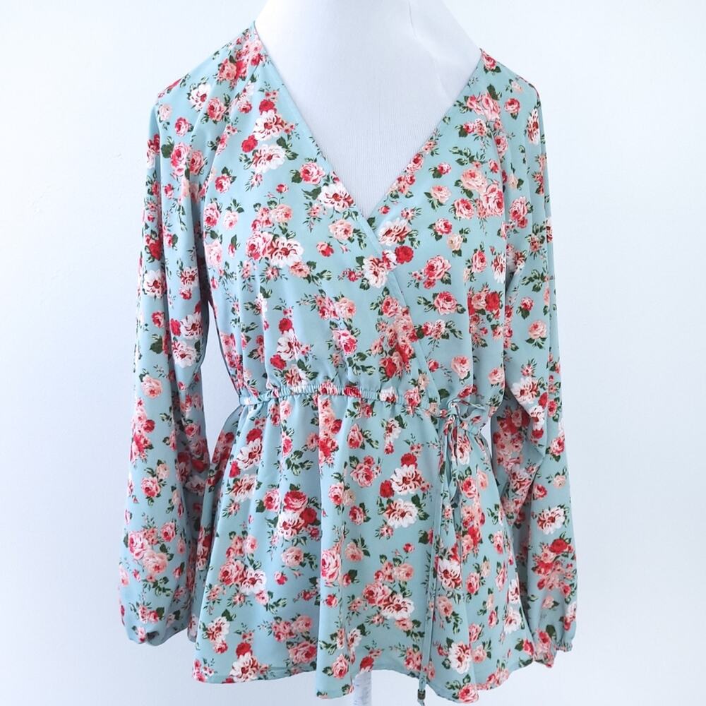 Ophelia Rose Floral Blouse Medium, Long Sleeve, Lightweight, Roses Cottagcore